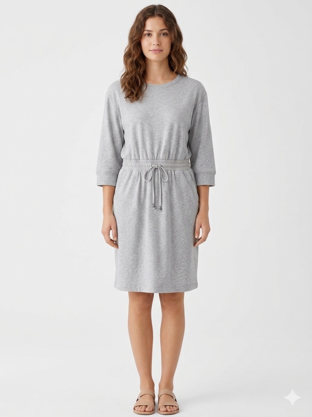Pop Sugar NWT Heather Gray Drawstring Waist Sweatshirt Dress with Pockets